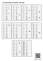Multiplication table worksheet, 1-10 tables